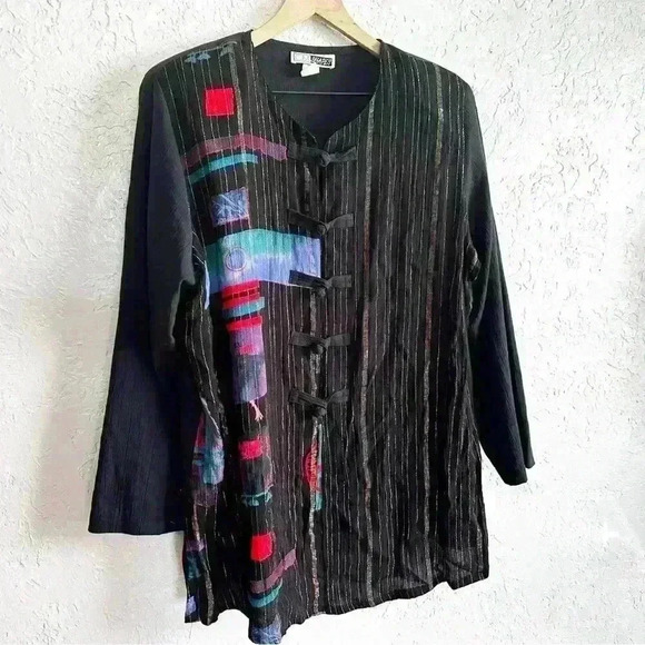 Vintage metallic abstract rainbow top size 1X - Picture 4 of 8